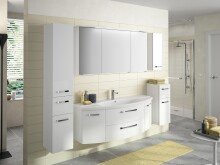 Hängeschrank >Akron I< in Weiß/Hochglanz aus Glas - 30x70x17cm (BxHxT)