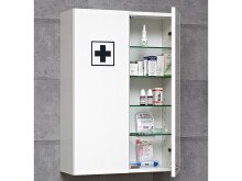 Medizinschrank >Adan< in Weiß aus Glas - 50x70x20cm (BxHxT)