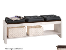 Bettbank >Silvana< in Weiß matt Lack aus Massivholz - 140x48x40cm (BxHxT)