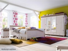 Nachtkommode >Silvana< in Weiß matt Lack aus Massivholz - 48x60x40cm (BxHxT)