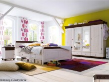 Nachtkommode >Silvana< in Weiß matt Lack aus Massivholz - 48x60x40cm (BxHxT)