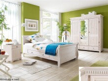 Nachtkommode >Silvana< in Weiß matt Lack aus Massivholz - 48x60x40cm (BxHxT)