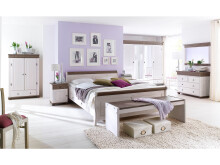 Nachtkommode >Silvana< in Weiß matt Lack aus Massivholz - 48x60x40cm (BxHxT)