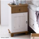 Nachtkommode >Silvana< in Weiß/Antik aus Massivholz - 48x60x40cm (BxHxT)