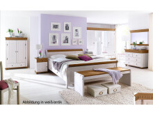 Nachtkommode >Silvana< in Weiß/Antik aus Massivholz - 48x60x40cm (BxHxT)