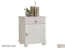 Nachtkommode >Silvana< in Weiß aus Massivholz - 48x60x40cm (BxHxT)