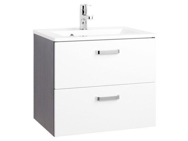 Waschtisch-Set >Bologna III< in Weiß/Hochglanz aus MDF - 60x54x48cm (BxHxT)