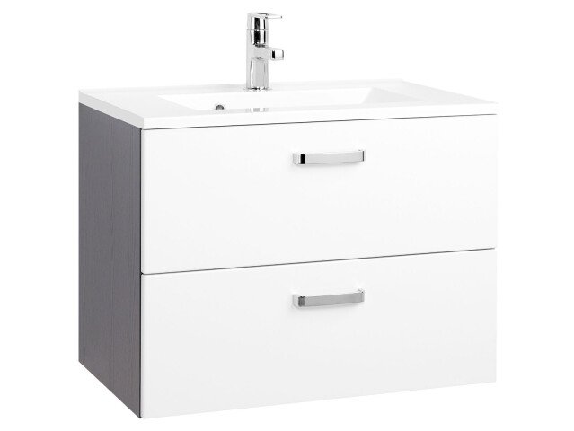 Waschtisch-Set >Bologna III< in Weiß/Hochglanz aus MDF - 70x54x48cm (BxHxT)