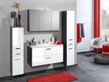 Waschtisch-Set >Bologna III< in Weiß/Hochglanz aus MDF - 90x54x48cm (BxHxT)