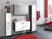 Waschtisch-Set >Bologna III< in Weiß/Hochglanz aus MDF - 90x54x48cm (BxHxT)