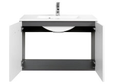 Waschtisch-Set >Bologna IV< in Weiß/Hochglanz aus Metall - 80x54x48cm (BxHxT)