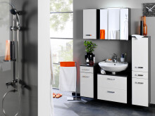 Waschbeckenunterschrank >Bologna IV< in Weiß/Hochglanz - 60x54x35 (BxHxT)