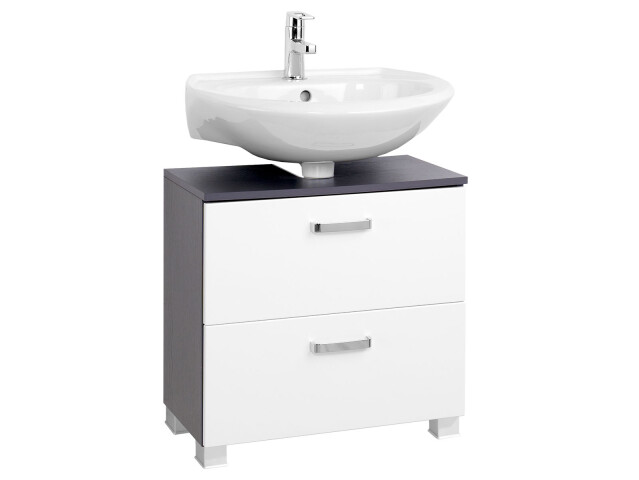 Waschbeckenunterschrank >Bologna V< in Weiß/Hochglanz - 60x54x35 (BxHxT)