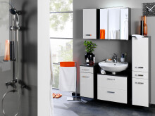 Waschbeckenunterschrank >Bologna V< in Weiß/Hochglanz - 60x54x35 (BxHxT)