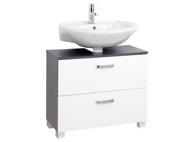 Waschbeckenunterschrank >Bologna V< in Weiß/Hochglanz - 70x54x35 (BxHxT)