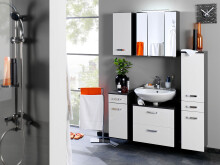 Hängeschrank >Bologna< in Weiß/Hochglanz aus MDF - 30x64x20cm (BxHxT)