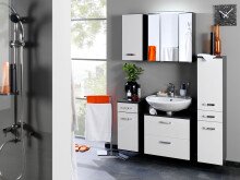 Midischrank >Bologna< in Weiß/Hochglanz aus MDF - 30x130x35cm (BxHxT)