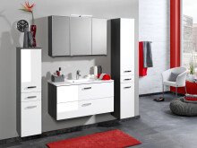 Midischrank >Bologna< in Weiß/Hochglanz aus MDF - 30x130x35cm (BxHxT)