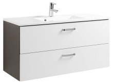 Badezimmer-Set >Bologna< in graphitgrau  Weiß/Hochglanz