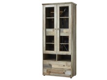 Vitrine >Britta< in Driftwood Nachbildung aus Glas - 83x188x39cm (BxHxT)