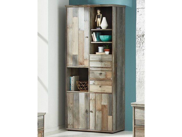 Hochschrank >Britta< in Driftwood Nachbildung aus Kunststoff - 83x188x39 (BxHxT)