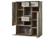 Highboard >Britta< in Driftwood Nachbildung aus Kunststoff - 99x133x39cm (BxHxT)