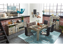 Highboard >Britta< in Driftwood Nachbildung aus Kunststoff - 99x133x39cm (BxHxT)