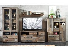 Highboard >Britta< in Driftwood Nachbildung aus Kunststoff - 99x133x39cm (BxHxT)
