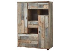 Highboard >Britta< in Driftwood Nachbildung aus Kunststoff - 99x133x39cm (BxHxT)