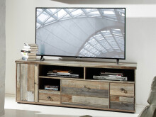 Wohnwand >Britta< in Driftwood Nachbildung aus Kunststoff - 374x188x52cm (BxHxT)