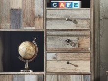 Wohnwand >Britta< in Driftwood Nachbildung aus Kunststoff - 374x188x52cm (BxHxT)