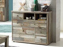 Wohnwand >Britta< in Driftwood Nachbildung aus Kunststoff - 374x188x52cm (BxHxT)