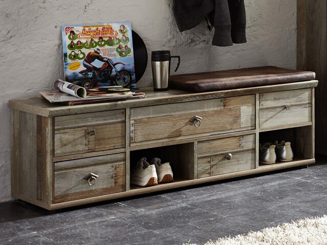 Sitzbank >Britta< in Driftwood Nachbildung aus Kunststoff - 130x47x40cm (BxHxT)