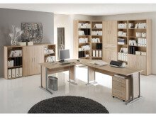 Eckschreibtisch >Clermont< in Sonoma-Eiche aus Metall - 220x72x70cm (BxHxT)