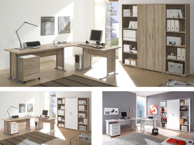 Büro-Set >Clermont< in Sonoma-Eiche aus Metall