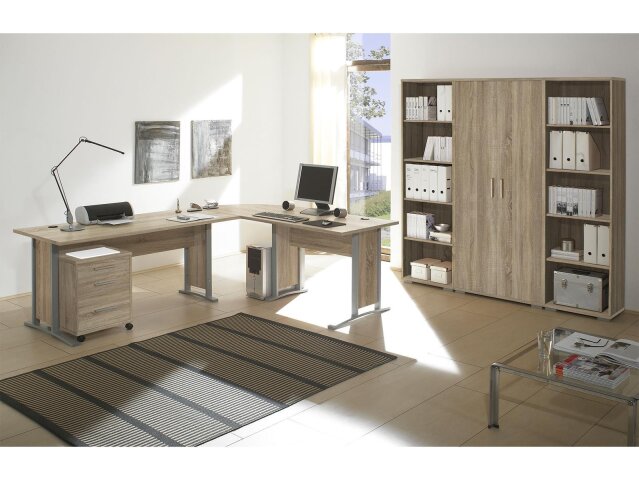 Büro-Set >Clermont< in Sonoma-Eiche aus Metall
