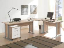Büro-Set >Clermont< in Sonoma-Eiche/Weiß aus Metall