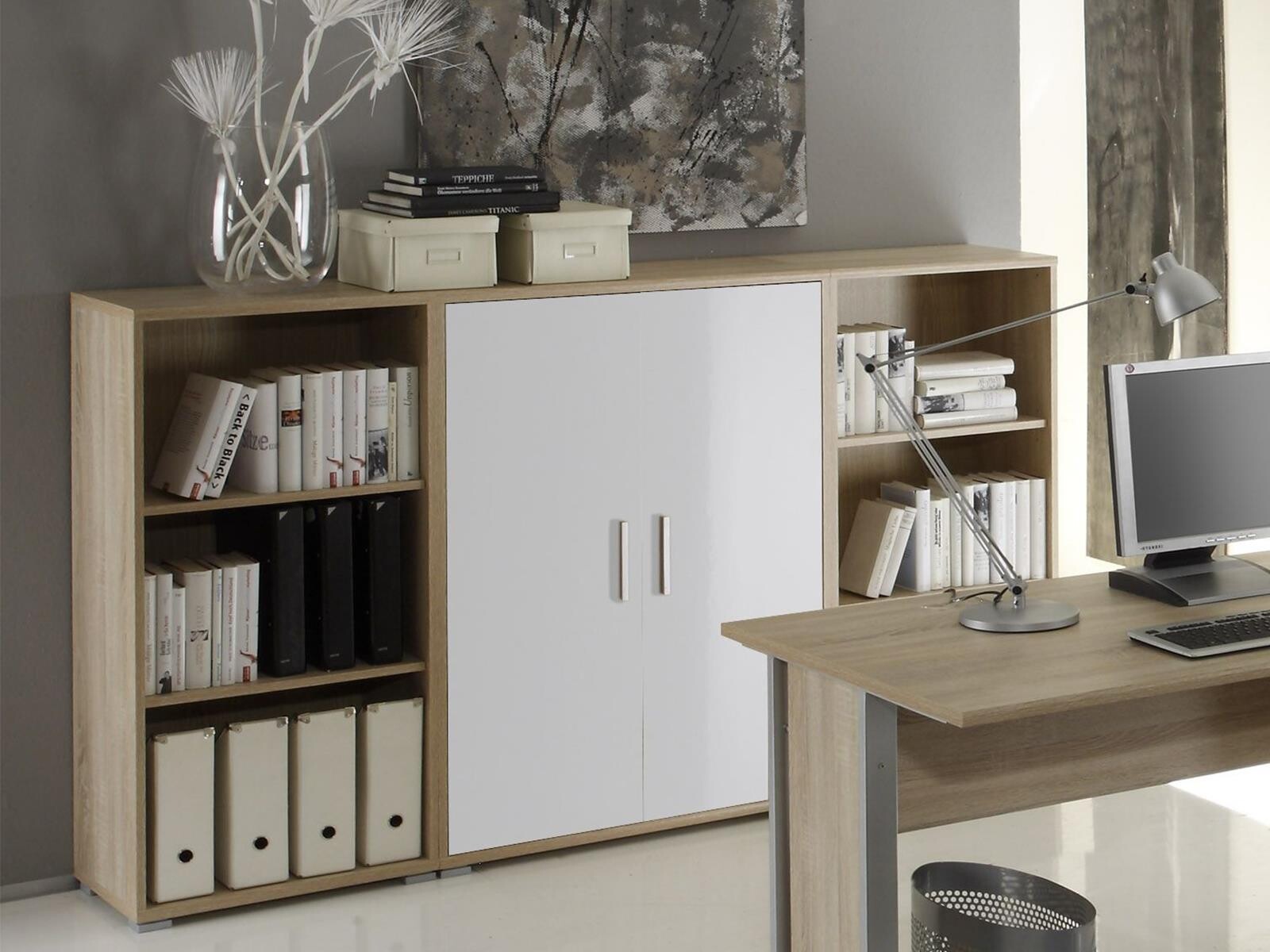 Highboard "Clermont I" Sonoma-Eiche/Weiß, 185,95