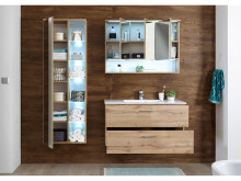 Badezimmer-Set >Bella< (3-teilig) in Wildeiche aus Glas - 165x190x45cm (BxHxT)