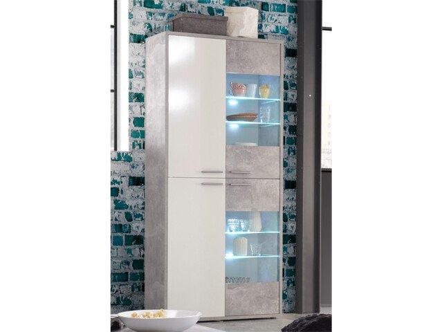 Vitrine >Marion< in Beton aus Glas - 90x197x37cm (BxHxT)