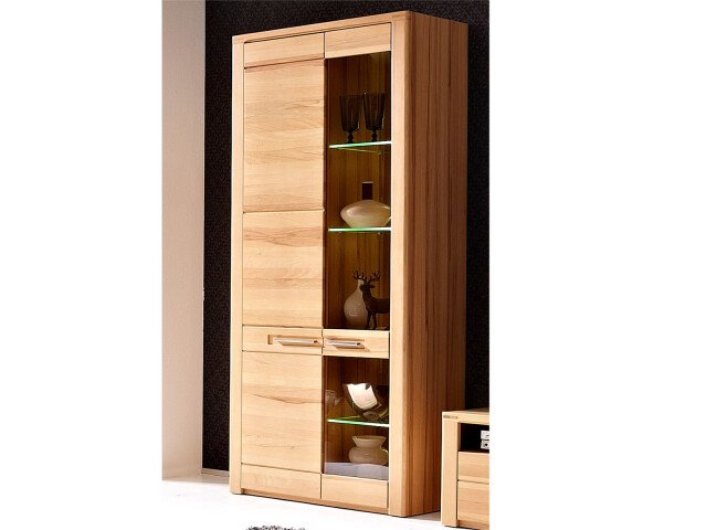 Vitrine >Nature Plus< in Kernbuche aus Metall - 85x185x40cm (BxHxT)