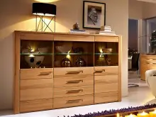 Highboard >Nature Plus< in Kernbuche aus Metall -...