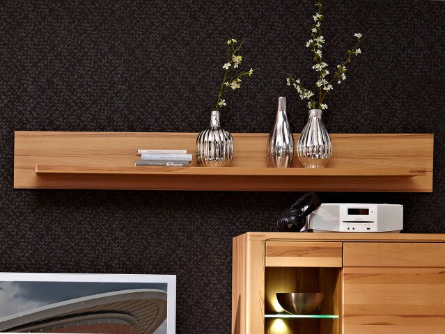 Wandboard >Nature Plus< in Kernbuche aus Massivholz - 180x25x25cm (BxHxT)