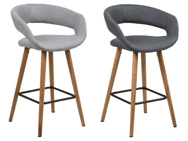 Barhocker >Gamarond I< (2er-Set) in  aus Massivholz,Stoff - 56x87x43cm (BxHxT)