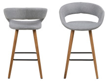 Barhocker >Gamarond I< (2er-Set) in  aus Massivholz,Stoff - 56x87x43cm (BxHxT)