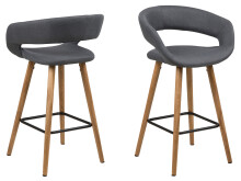 Barhocker >Gamarond I< (2er-Set) in  aus Massivholz,Stoff - 56x87x43cm (BxHxT)