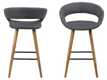 Barhocker >Gamarond I< (2er-Set) in  aus Massivholz,Stoff - 56x87x43cm (BxHxT)
