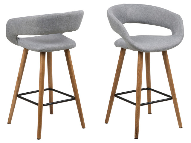 Barhocker >Gamarond I< (2er-Set) in Hellgrau - 56x87x43 (BxHxT)