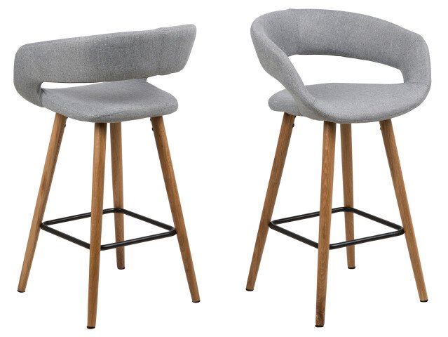 Barhocker >Gamarond I< (2er-Set) in Hellgrau - 56x87x43 (BxHxT)