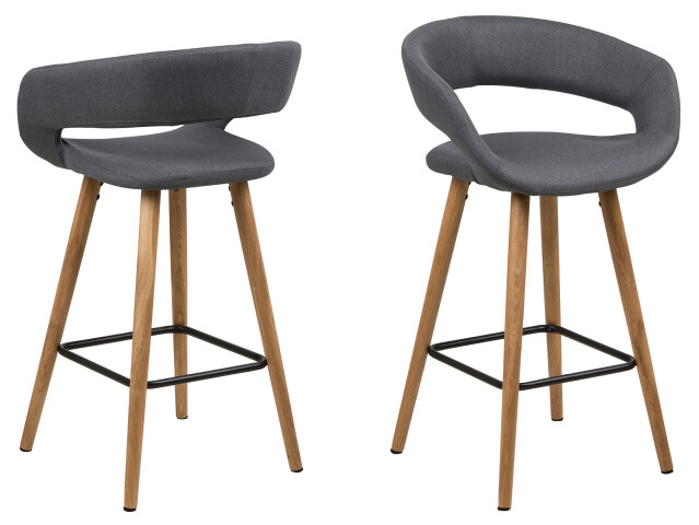 Barhocker >Gamarond I< (2er-Set) in Dunkelgrau - 56x87x43 (BxHxT)
